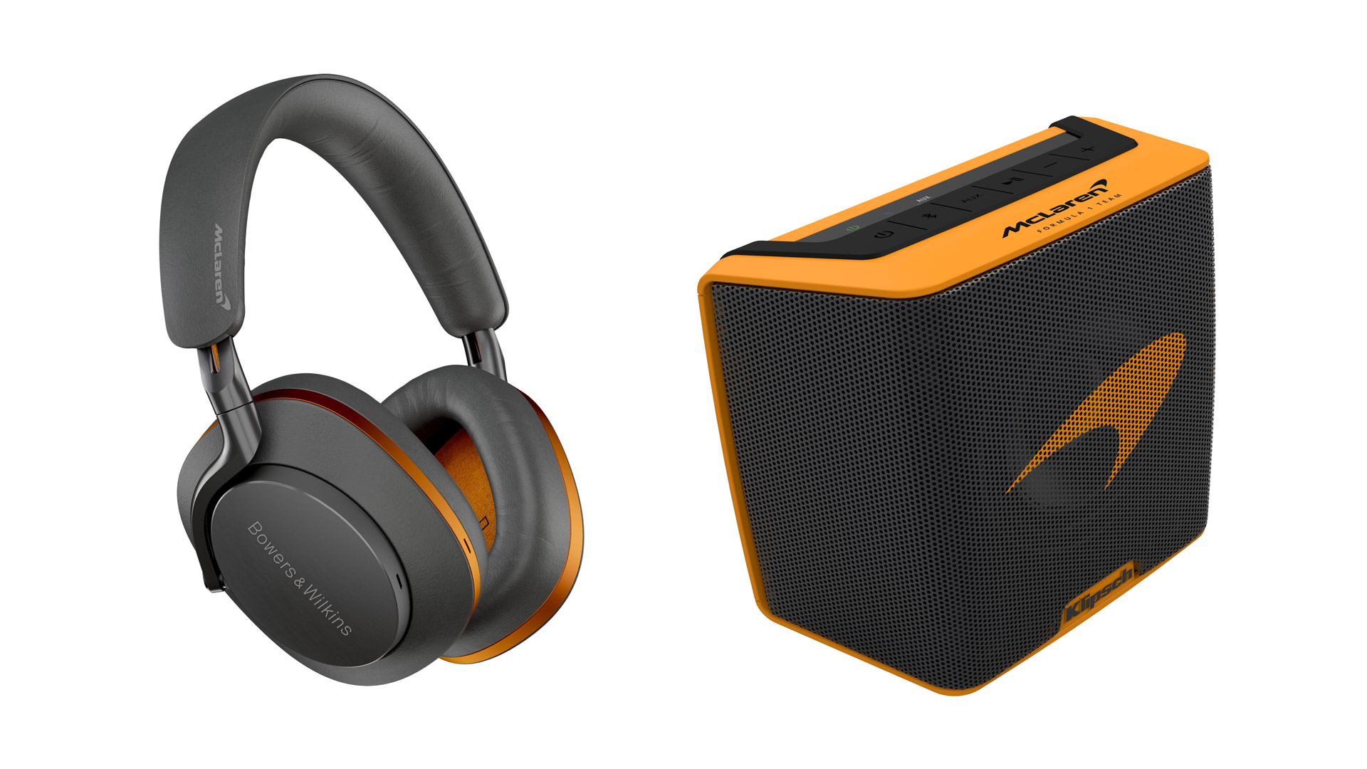 McLaren Editions of the B&W PX8 and Klipsch Groove (Image Credit: B&W, Klipsch)
